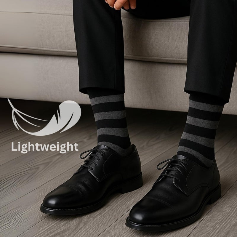 Alpine Swiss Mens Dress Socks 6 Pair Crew Sock Cotton Dress Socks for Men Solid Ribbed Argyle Pattern Multicolor Fun Designs Weekend Pack - Image 2